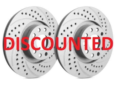 FRONT PAIR - Double Drilled and Slotted Rotors With Gray ZRC Coating - S30-300