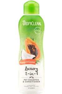 Tropiclean Papaya & Coconut (Luxury 2 in 1) Shampoo 20.oz