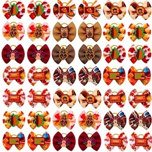 20 Ct. Assorted Thanksgiving Dog Bows