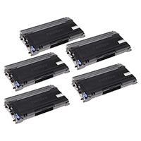 Brother TN350 Set of Five Compatible Jumbo (100% Higher Yield!) Black Toner Cartridges Value Bundle