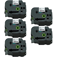 Brother TZe261 Compatible P-Touch Label Tape 5-Pack Black On White