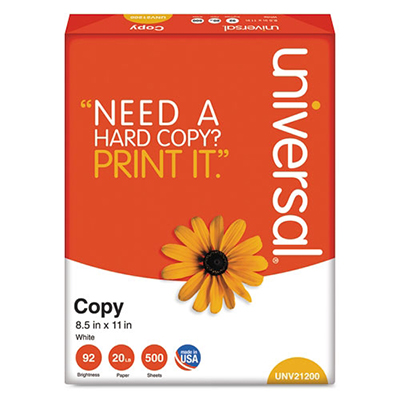 Copy Paper, 20lb, 92 Bright, 8 Â½" x 11" - Ream of 500 Pages