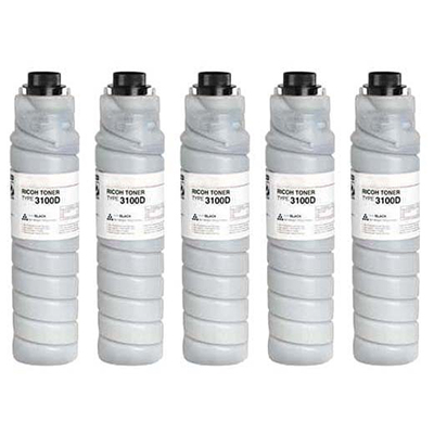 Ricoh 885149 (Type 3100D) Set of Five Compatible Toner Cartridges Value Bundle