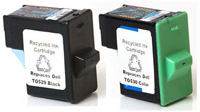 Dell T0529, T0530 Remanufactured Ink Cartridge Two Pack Value Bundle
