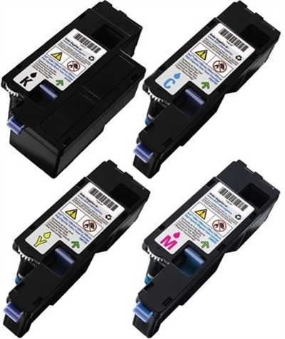 Dell 1250 Compatible Toner Cartridge Color Set (K/C/M/Y) High Yield -1250, 1350, 1355 Series