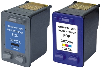 HP 27 & 28 C8727 & C8728 Remanufactured Ink Cartridge Two Pack Value Bundle