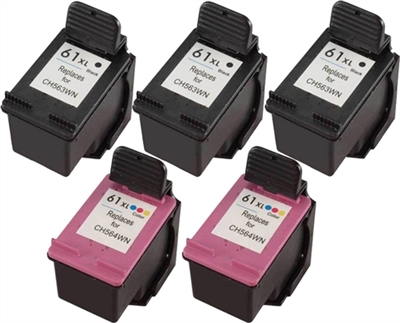 HP 61XL Remanufactured Ink Cartridge Five Pack Value Bundle