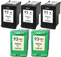 HP C936 Series (HP 92 & 93) Remanufactured Ink Cartridge Five Pack Value Bundle