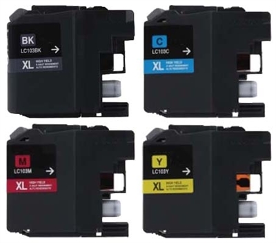 Brother LC103 Compatible Ink Cartridge 4 Pack Value Bundle