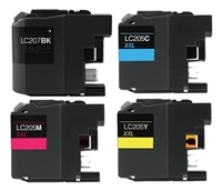 Brother LC207/LC205 Compatible Ink Cartridge High Yield 4-Pack Value Bundle
