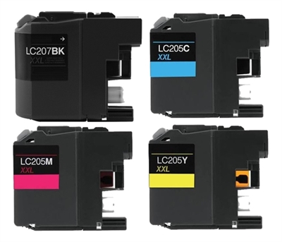 Brother LC207/LC205 Compatible Ink Cartridge High Yield 4-Pack Value Bundle