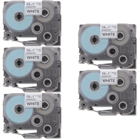 Brother TZe251 Compatible P-Touch Label Tape 5-Pack Black On White