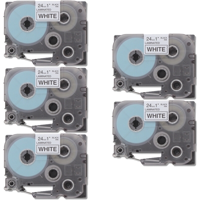 Brother TZe251 Compatible P-Touch Label Tape 5-Pack Black On White