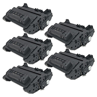 HP CC364XJ (HP 64XJ) Set of Five Compatible Jumbo(50% More Yield!) Black Toner Cartridges Value Bundle