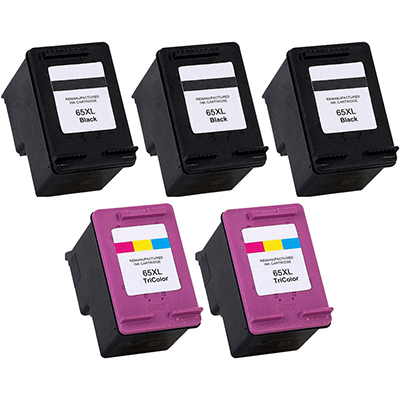 HP 65XL Remanufactured High Yield Ink Cartridge 5-Pack