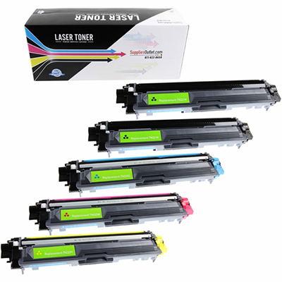 Brother TN221 / TN225 Compatible Toner Cartridge 5-Pack Set (2 Bk, 1 each C/M/Y)