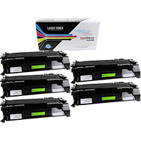 HP CE505A (HP 05A) Compatible Five Black Toner Cartridge Bundle