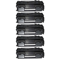 HP CE505X (HP 05X) Compatible Five Black Toner Cartridge Bundle