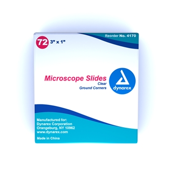 Microscope Slides, 3" x 1", clear, corner grounded (72 per box)