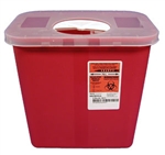 2 Gallon Red Sharps Container with Rotor Lid - 10" H x 7.25" D x 10.5" W