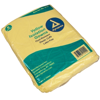 Isolation Gown Fluid Resistant - Universal Size, Yellow (50/case)
