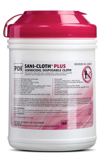 Sanicloth Wipes Plus; Large (160 wipes per can)