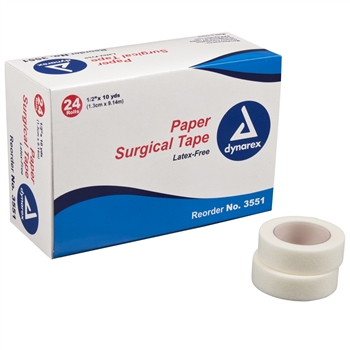 Paper Surgical Tape, 1/2"x10 Yds (24 rolls per box)