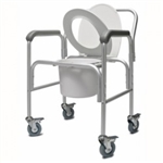 3-in-1 Aluminum Commode with Back Bar and Casters