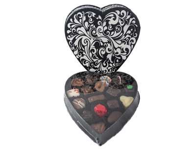Valentine Box - Large Black Swirl Heart Box