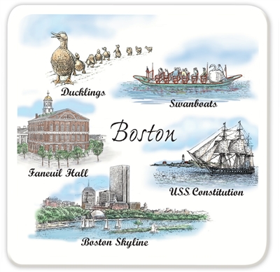 Barlow Designs - Boston Collage set of 4 Coasters