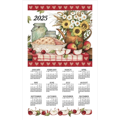 2025 - Kay Dee Calendar Towel Linen Like - Apple Pie