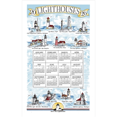 2026 - Kay Dee Calendar Towel Linen Like - Lighthouses