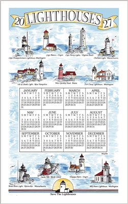 2026 - Kay Dee Calendar Towel Linen Like - Lighthouses