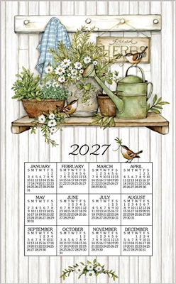 2026 - Kay Dee Calendar Towel Linen Like - Fresh Herbs