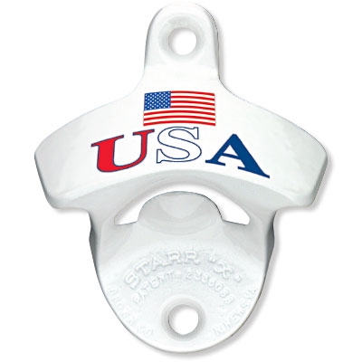 StarrX Bottle Opener - White - USA with Flag