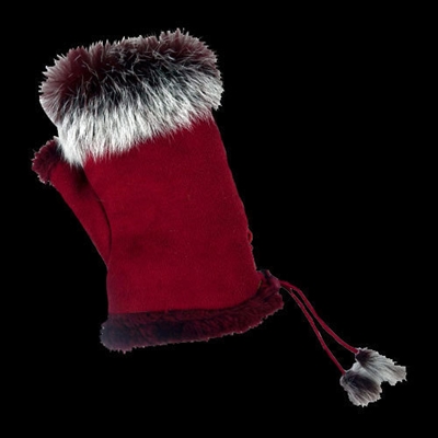 Texting Gloves Faux Fur Cranberry