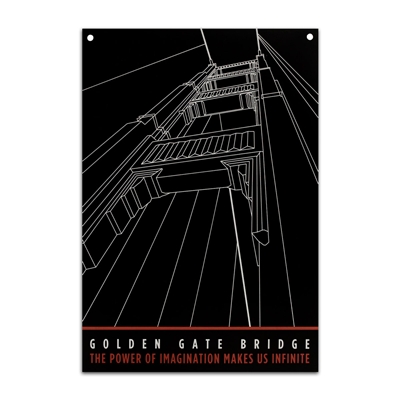 Metal Sign - Golden Gate Bridge Black/White