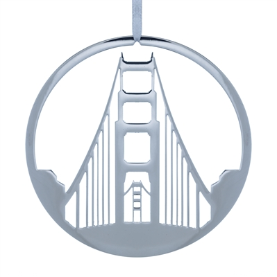 Ornament - Polished Nickel Golden Gate Bridge Tower