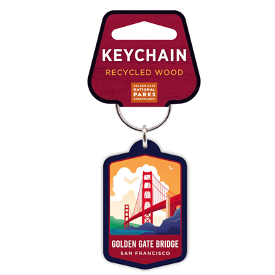 Keychain - Golden Gate Bridge Recycle Wood