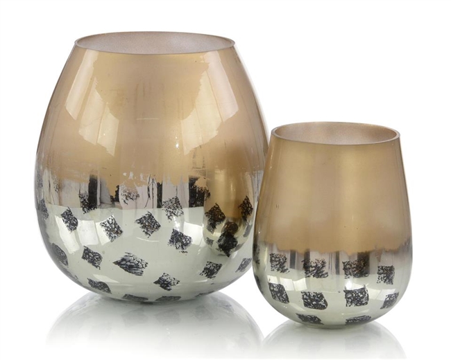 Gold and Black Deco Dots Vase - Small