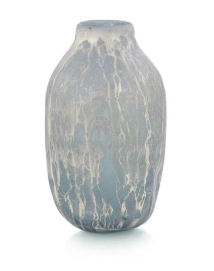 Powder Blue Vase with Silver Overlay