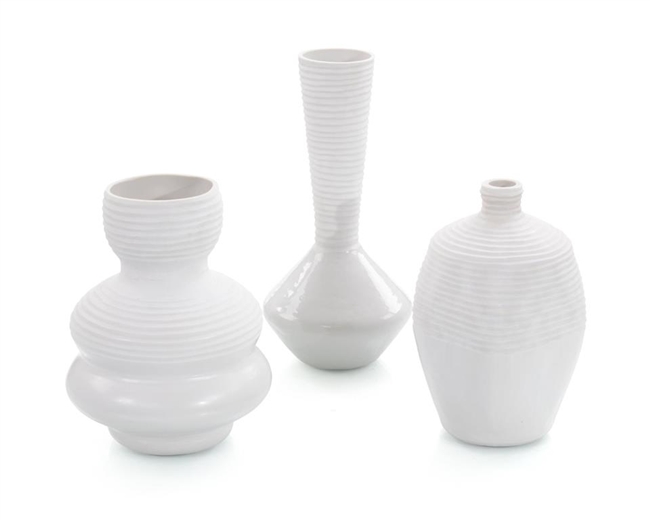 White Chiseled Vases