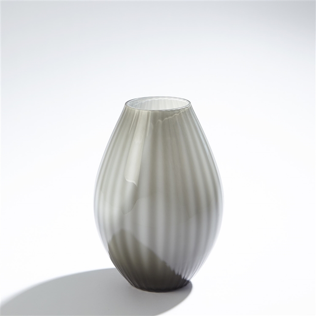 Small Grey Cased Glass Stripe Vase