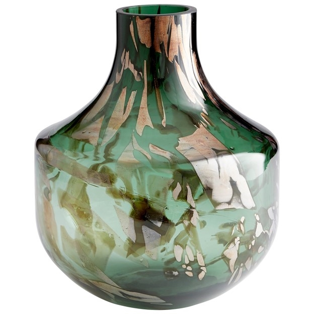 Maisha Vase | Green And Gold - Medium