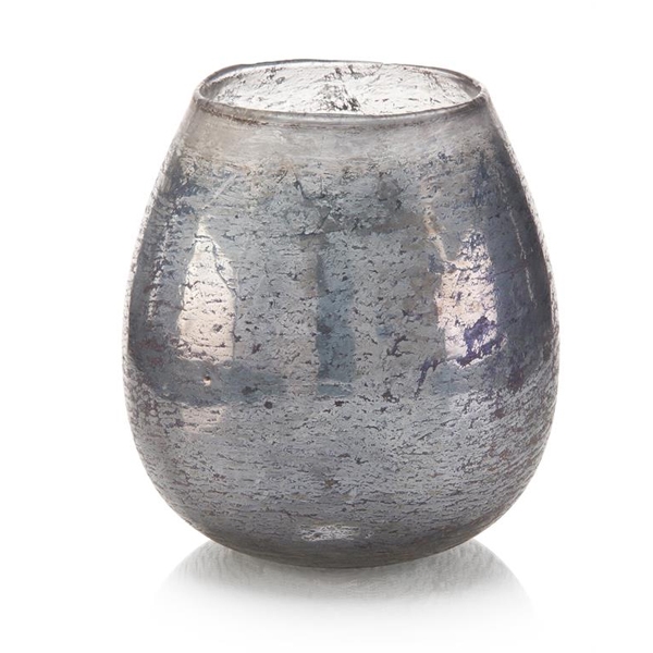 Twinkling Blue and Silver Round Vase