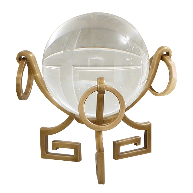 Brass Greek Key with Crystal Ball