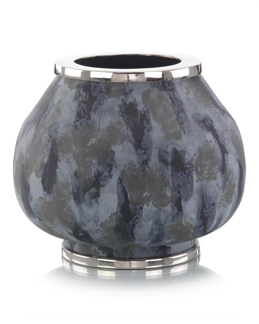 Metal Vase in Blue Hues Large