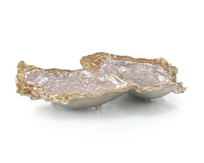 Double Oyster Bowl in Gold and Silver