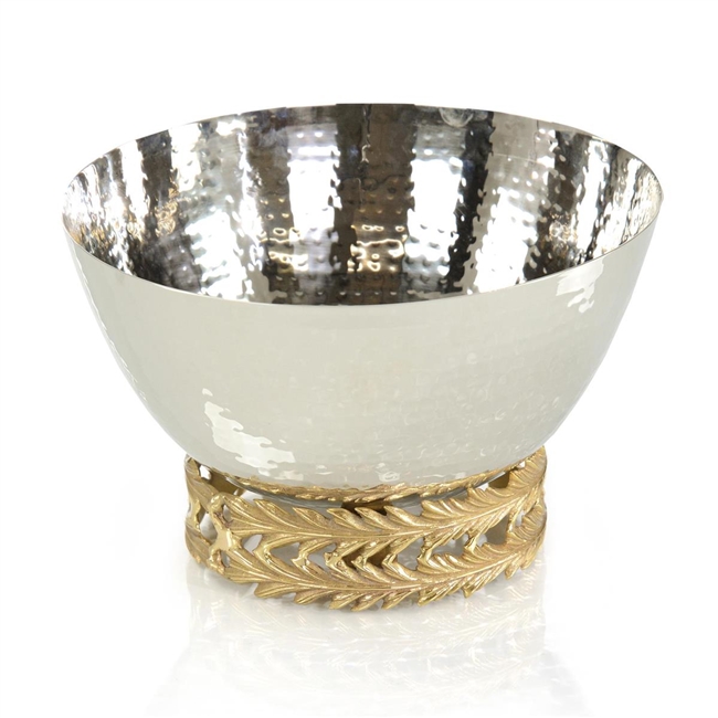 Feathered Polished Silver Bowl