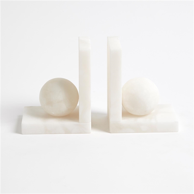 Alabaster Ball Bookends Pair